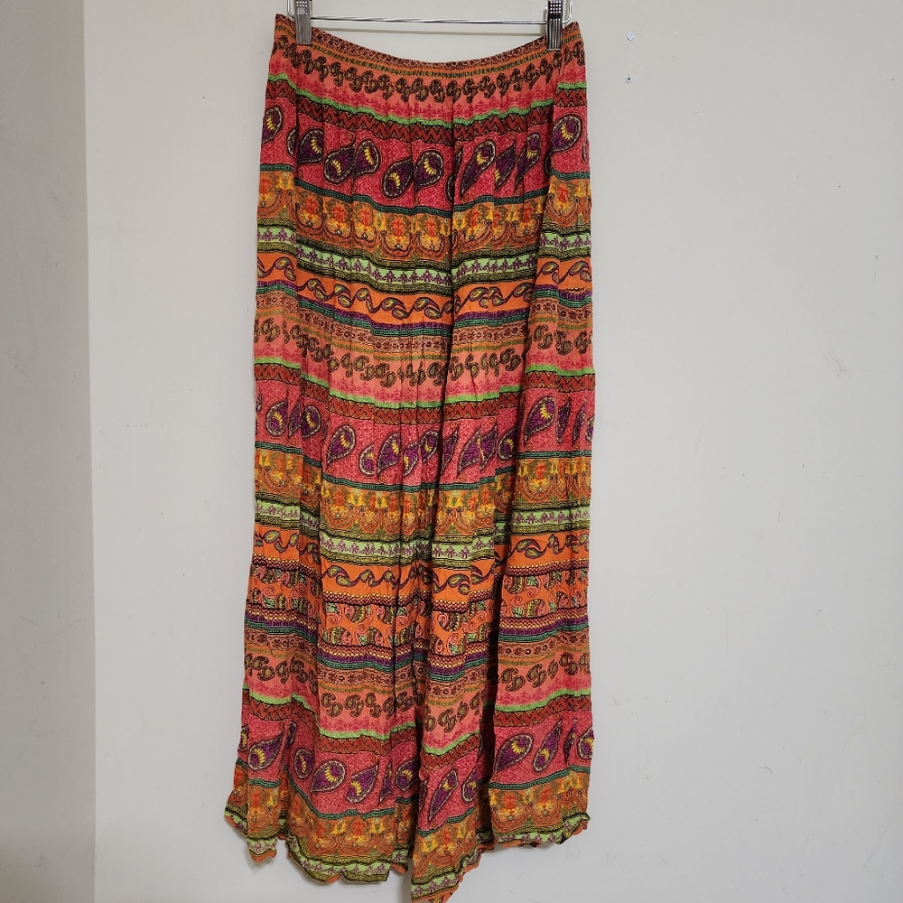Planet Gold Multicolor Boho Maxi Skirt